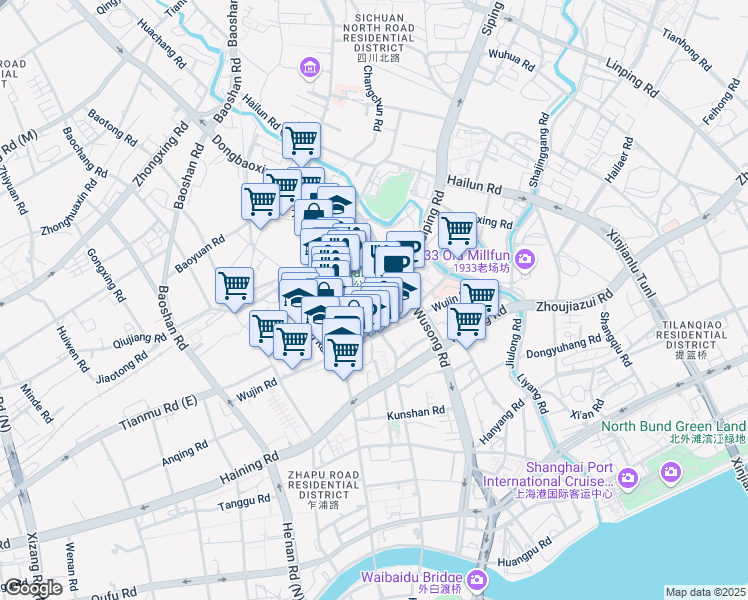 map of restaurants, bars, coffee shops, grocery stores, and more near in 