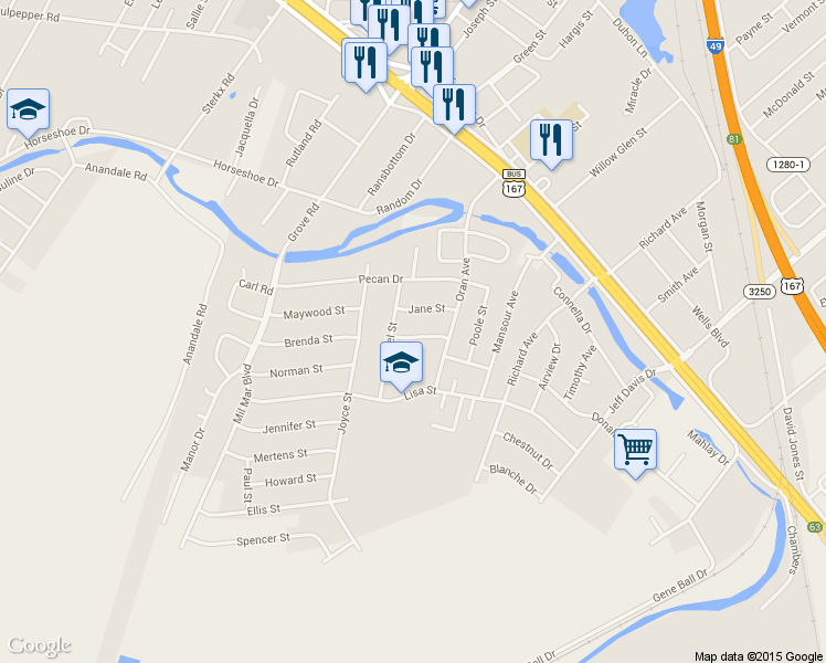 map of restaurants, bars, coffee shops, grocery stores, and more near 4209 Kathleen Street in Alexandria