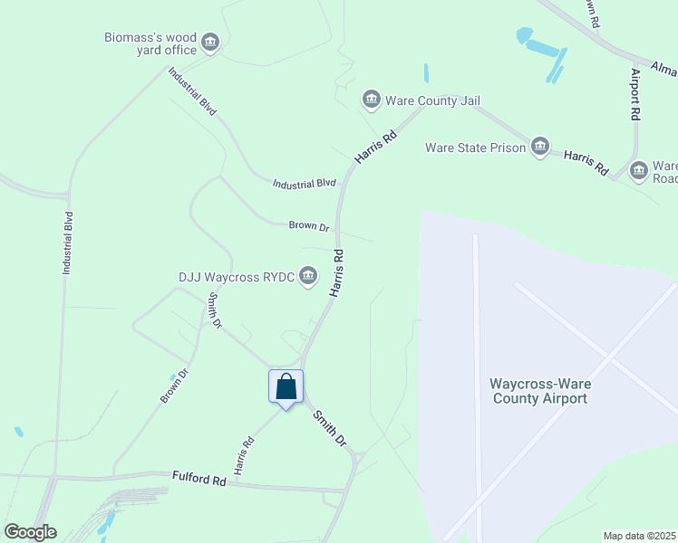 map of restaurants, bars, coffee shops, grocery stores, and more near 3275 Harris Road in Waycross