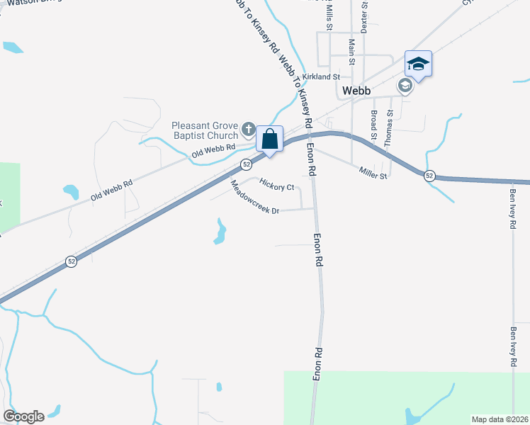 map of restaurants, bars, coffee shops, grocery stores, and more near 192 Meadow Creek Drive in Webb