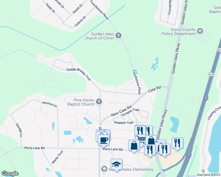 map of restaurants, bars, coffee shops, grocery stores, and more near 1124-1126 Old Cate Rd in Brunswick