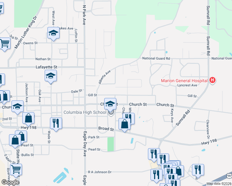 map of restaurants, bars, coffee shops, grocery stores, and more near 999-1003 Meadowood Rd in Columbia