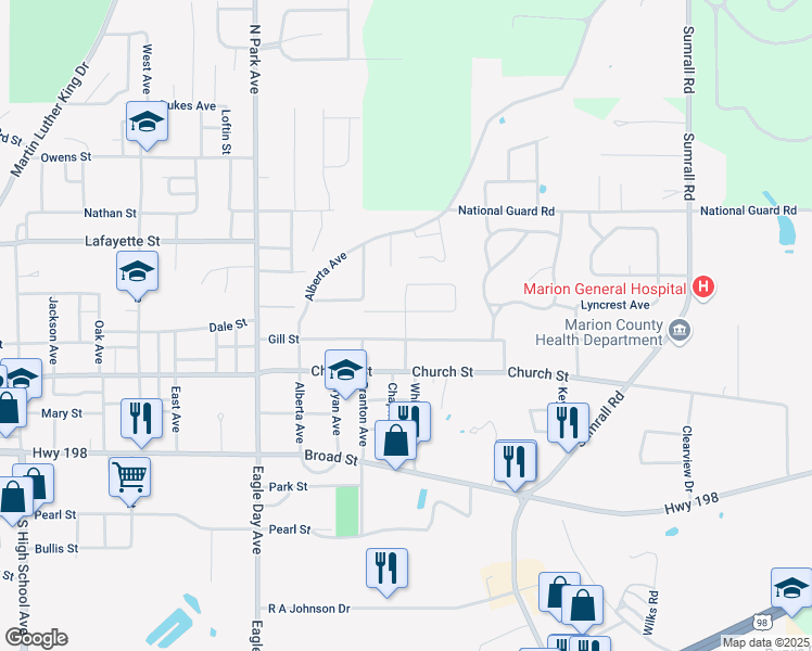 map of restaurants, bars, coffee shops, grocery stores, and more near Beauvoir Street in Columbia