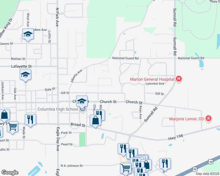 map of restaurants, bars, coffee shops, grocery stores, and more near 1221 Meadowood Road in Columbia