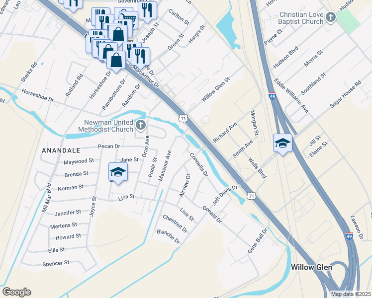 map of restaurants, bars, coffee shops, grocery stores, and more near 4816 Connella Drive in Alexandria