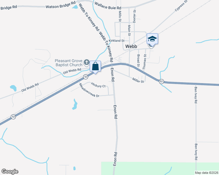 map of restaurants, bars, coffee shops, grocery stores, and more near 373 Hickory Court in Webb