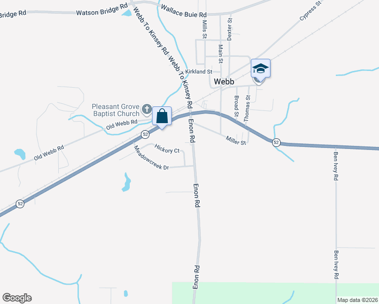 map of restaurants, bars, coffee shops, grocery stores, and more near 373 Hickory Court in Webb