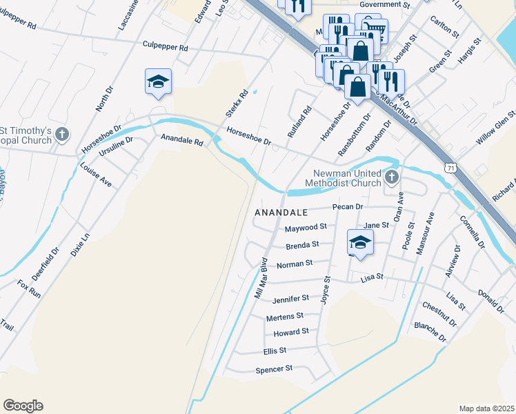 map of restaurants, bars, coffee shops, grocery stores, and more near 3716 Carl Road in Alexandria