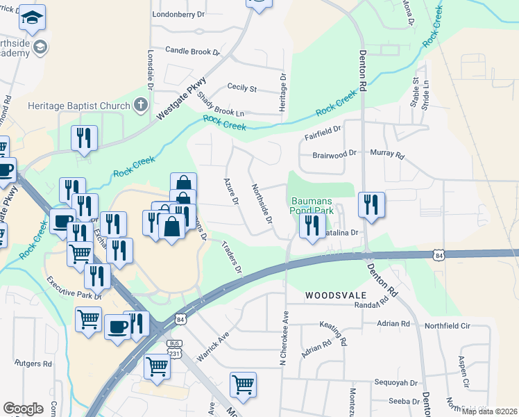map of restaurants, bars, coffee shops, grocery stores, and more near 1807 Northside Drive in Dothan