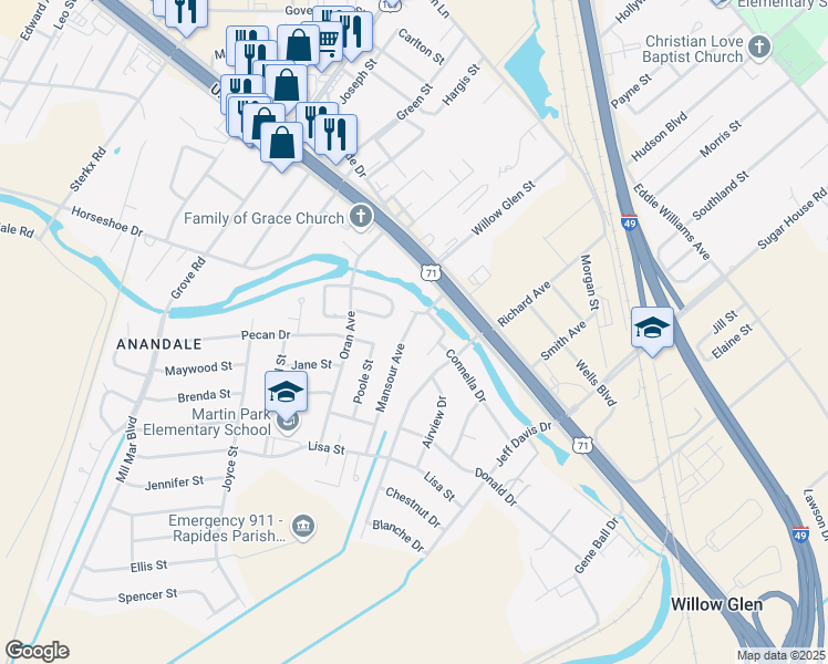 map of restaurants, bars, coffee shops, grocery stores, and more near 4816 Connella Drive in Alexandria