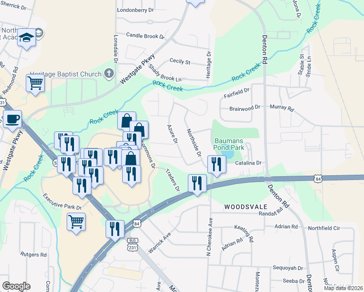 map of restaurants, bars, coffee shops, grocery stores, and more near 1807 Northside Drive in Dothan