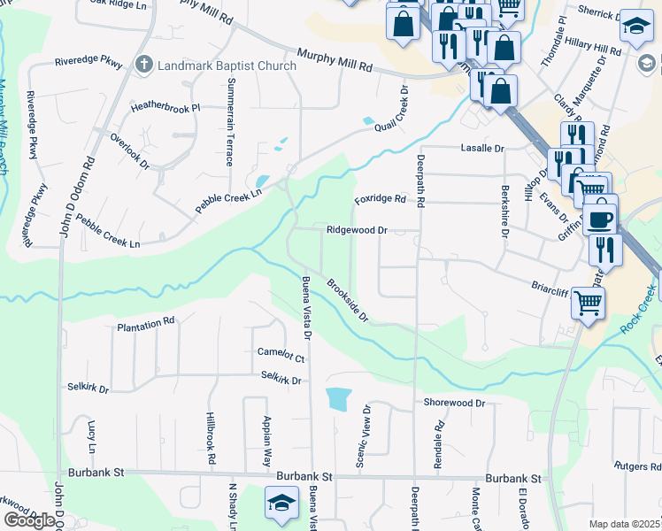 map of restaurants, bars, coffee shops, grocery stores, and more near 3202 Brookside Drive in Dothan