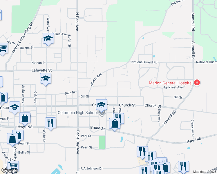 map of restaurants, bars, coffee shops, grocery stores, and more near 999 Meadowood Road in Columbia