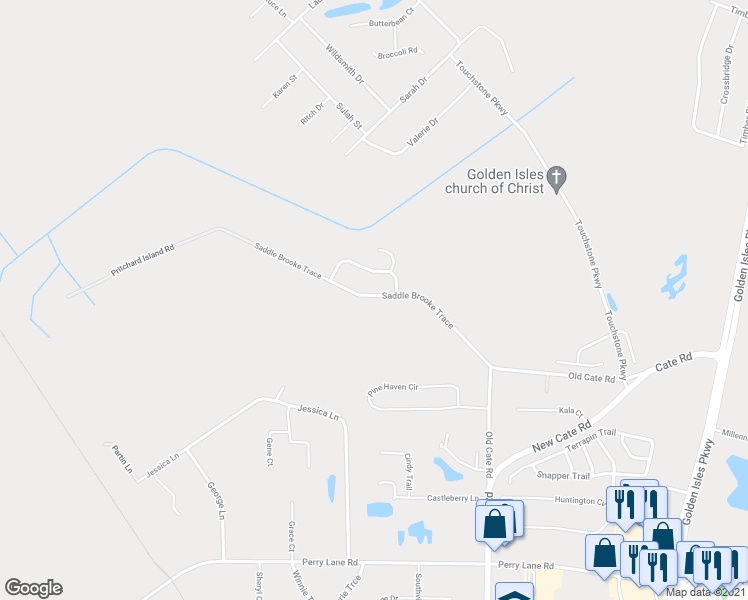 map of restaurants, bars, coffee shops, grocery stores, and more near 179 Saddle Brooke Trace in Brunswick
