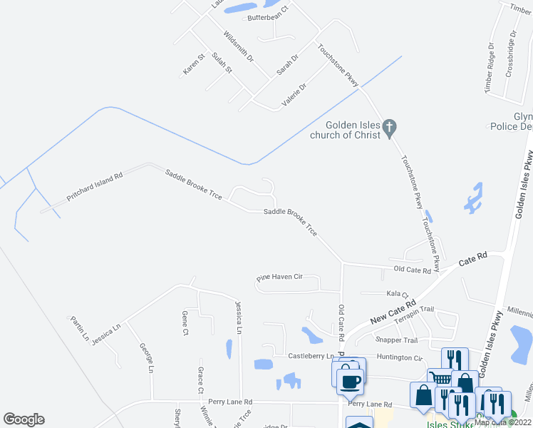 map of restaurants, bars, coffee shops, grocery stores, and more near 173 Saddle Brooke Trace in Brunswick