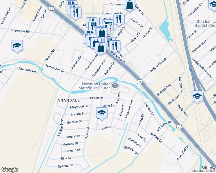 map of restaurants, bars, coffee shops, grocery stores, and more near 5701 Samuel Street in Alexandria