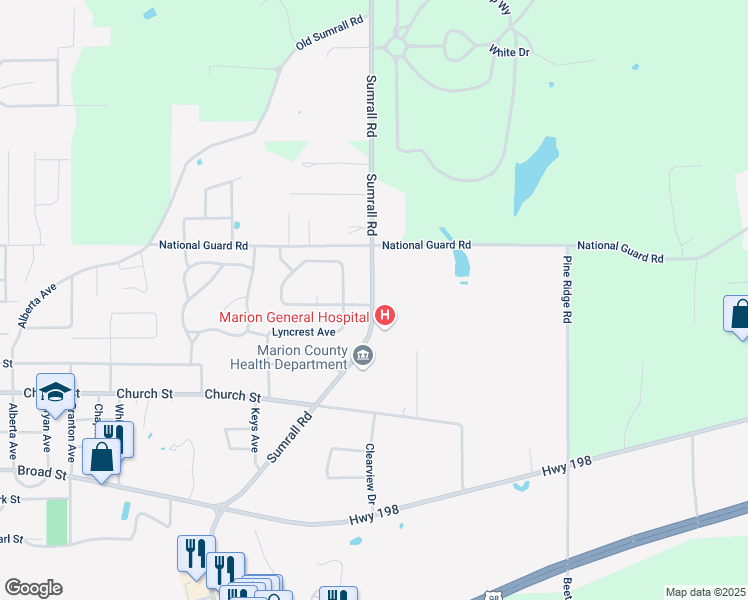 map of restaurants, bars, coffee shops, grocery stores, and more near 1601 Mississippi 44 in Columbia