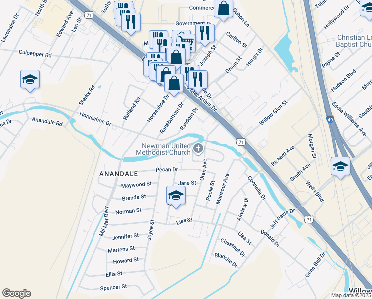 map of restaurants, bars, coffee shops, grocery stores, and more near 5701 Samuel Street in Alexandria