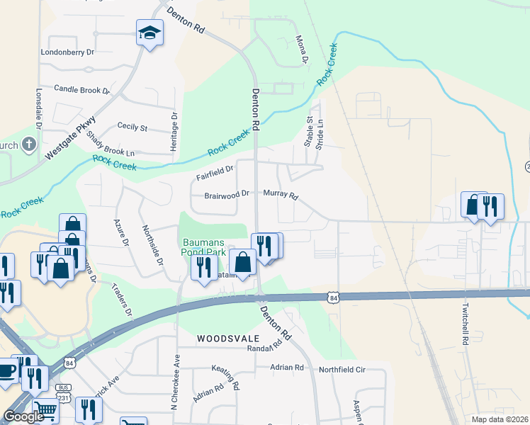 map of restaurants, bars, coffee shops, grocery stores, and more near 2232 Denton Rd in Dothan
