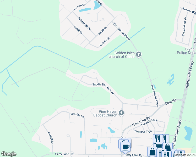 map of restaurants, bars, coffee shops, grocery stores, and more near 108 Amber Mill Circle in Brunswick