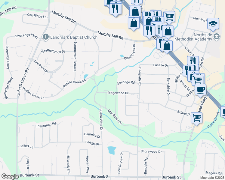 map of restaurants, bars, coffee shops, grocery stores, and more near 1704 Brookridge Dr in Dothan