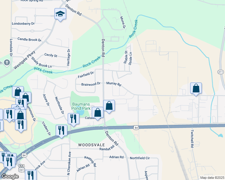 map of restaurants, bars, coffee shops, grocery stores, and more near 2232 Denton Rd in Dothan