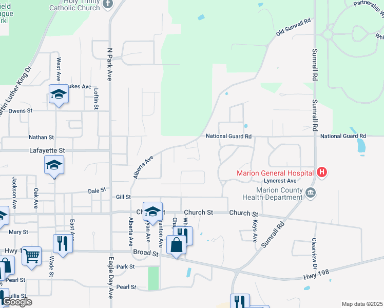 map of restaurants, bars, coffee shops, grocery stores, and more near Beauvoir Street in Columbia
