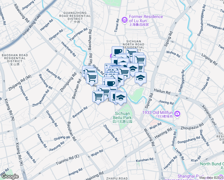 map of restaurants, bars, coffee shops, grocery stores, and more near in 