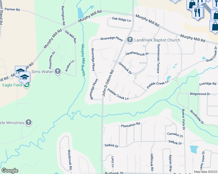 map of restaurants, bars, coffee shops, grocery stores, and more near 1656 John D Odom Road in Dothan