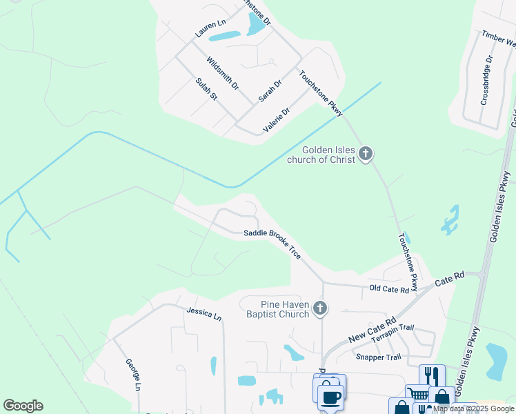 map of restaurants, bars, coffee shops, grocery stores, and more near 14 Amber Mill Court in Brunswick