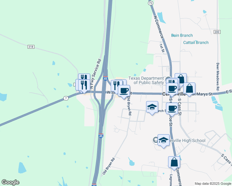 map of restaurants, bars, coffee shops, grocery stores, and more near 947 West Saint Marys Street in Centerville