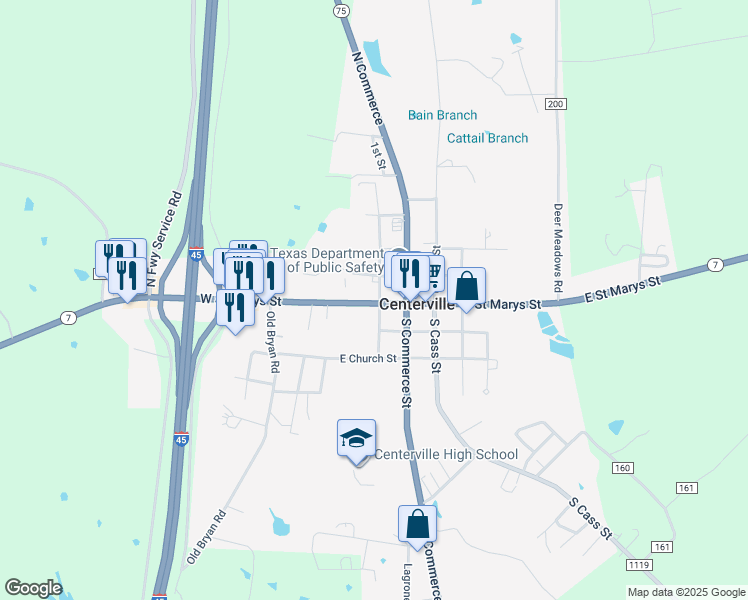 map of restaurants, bars, coffee shops, grocery stores, and more near 543 Saint Mary's in Centerville