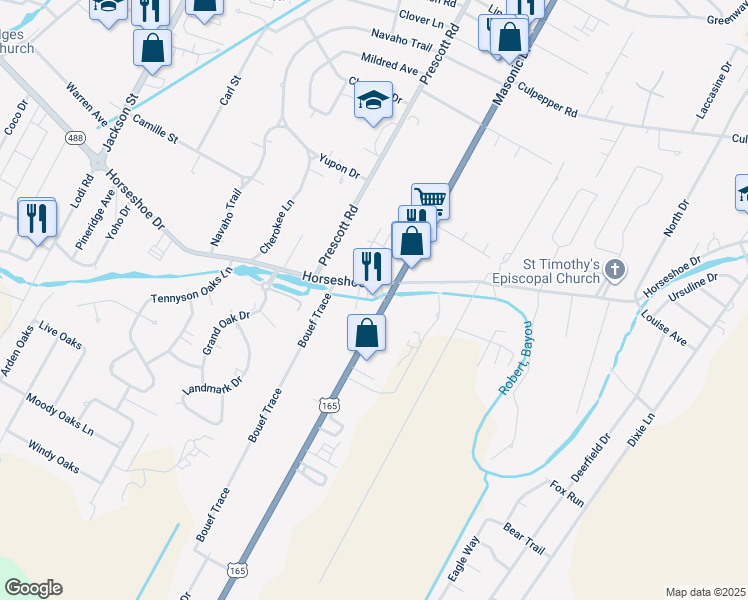 map of restaurants, bars, coffee shops, grocery stores, and more near 6100 Masonic Drive in Alexandria