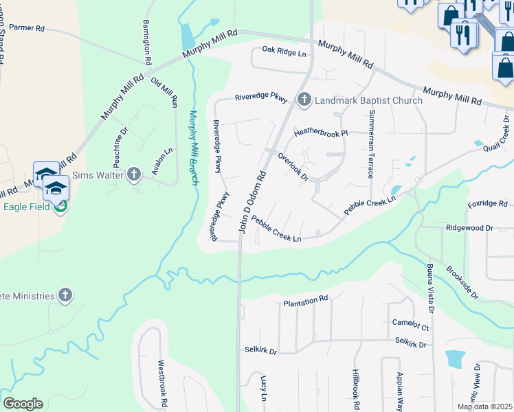 map of restaurants, bars, coffee shops, grocery stores, and more near 1656 John D Odom Road in Dothan