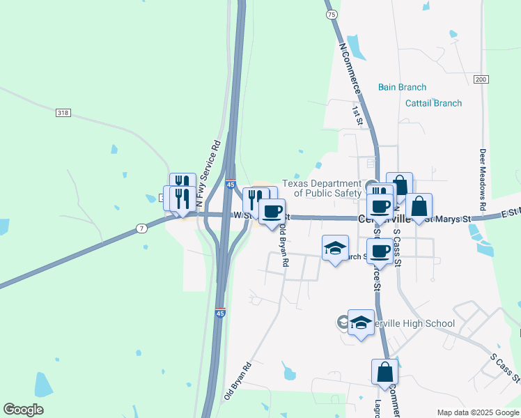 map of restaurants, bars, coffee shops, grocery stores, and more near 947 West Saint Marys Street in Centerville