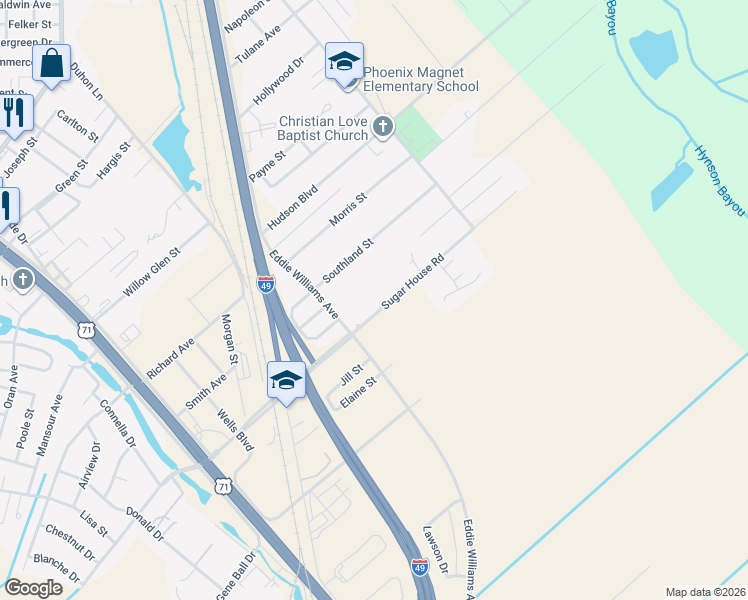 map of restaurants, bars, coffee shops, grocery stores, and more near 3824 Sugar House Road in Alexandria