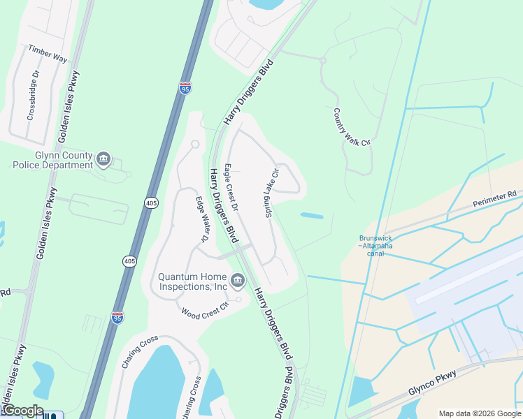 map of restaurants, bars, coffee shops, grocery stores, and more near 117 Spring Lake Circle in Brunswick