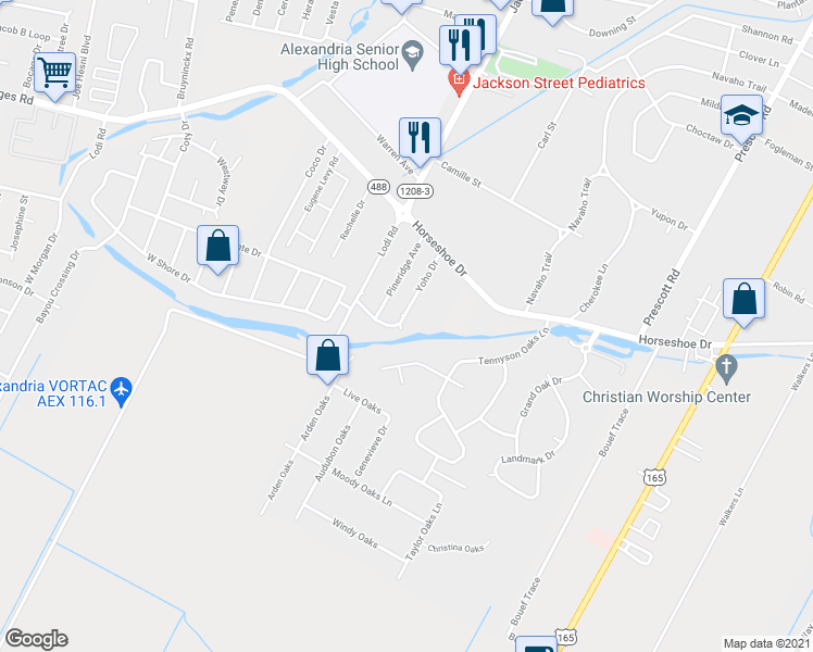 map of restaurants, bars, coffee shops, grocery stores, and more near 6149 Yoho Drive in Alexandria