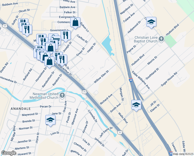 map of restaurants, bars, coffee shops, grocery stores, and more near 4827 Betty Street in Alexandria
