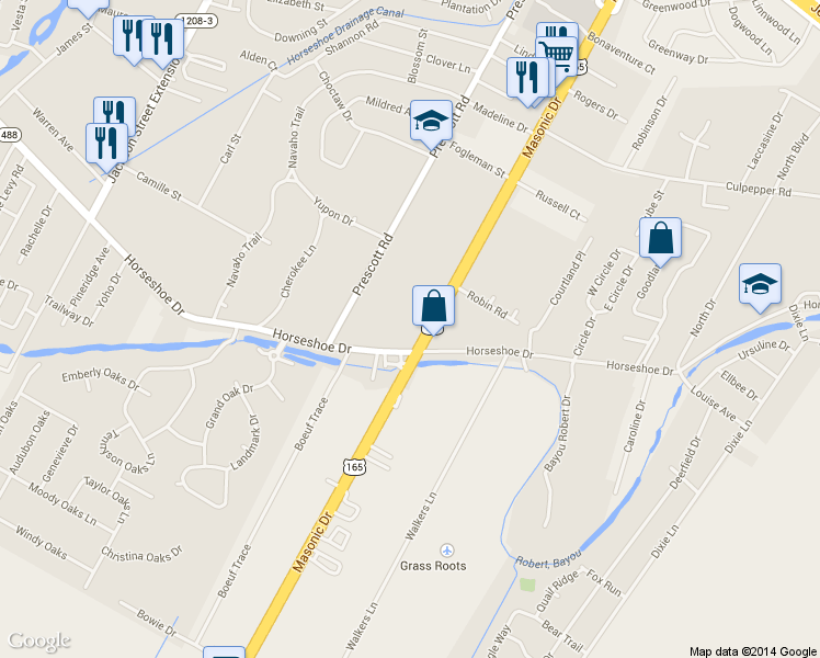 map of restaurants, bars, coffee shops, grocery stores, and more near 5800 Masonic Drive in Alexandria