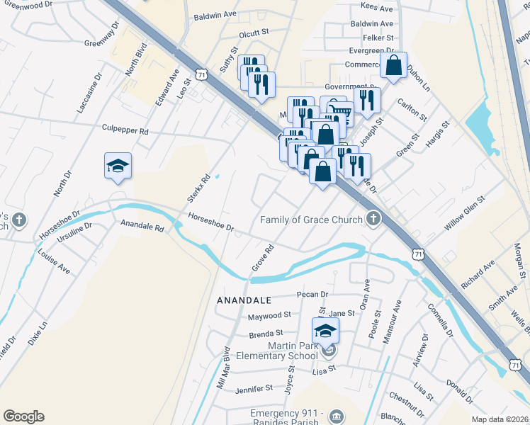 map of restaurants, bars, coffee shops, grocery stores, and more near 5323 Rutland Road in Alexandria