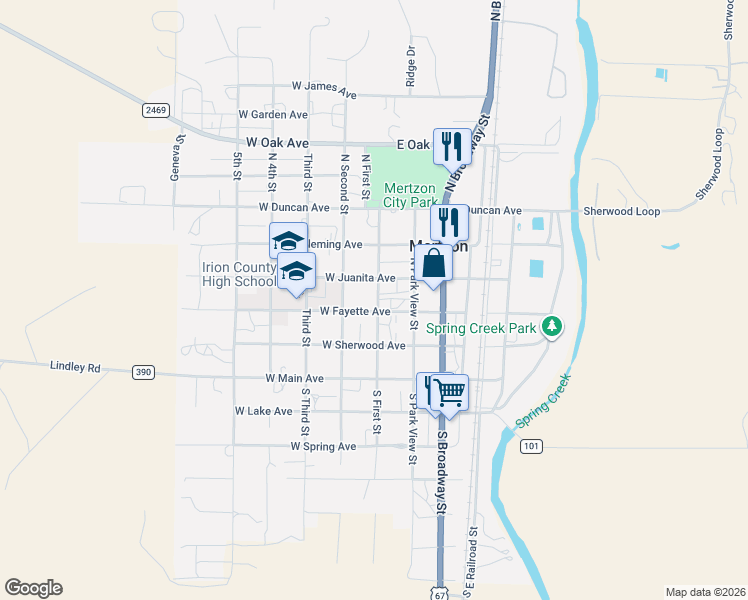 map of restaurants, bars, coffee shops, grocery stores, and more near in Mertzon
