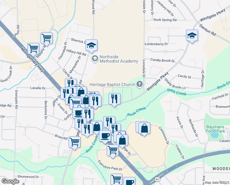 map of restaurants, bars, coffee shops, grocery stores, and more near 1706 Jefferson Court in Dothan