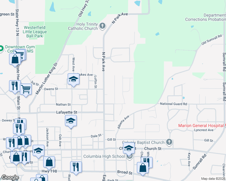 map of restaurants, bars, coffee shops, grocery stores, and more near 1102 Broadmoor Avenue in Columbia