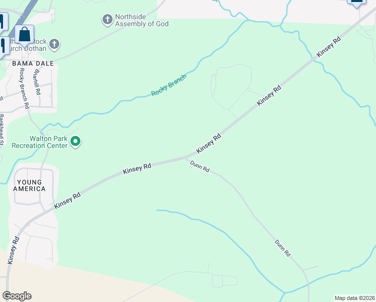 map of restaurants, bars, coffee shops, grocery stores, and more near 3423 Kinsey Road in Dothan