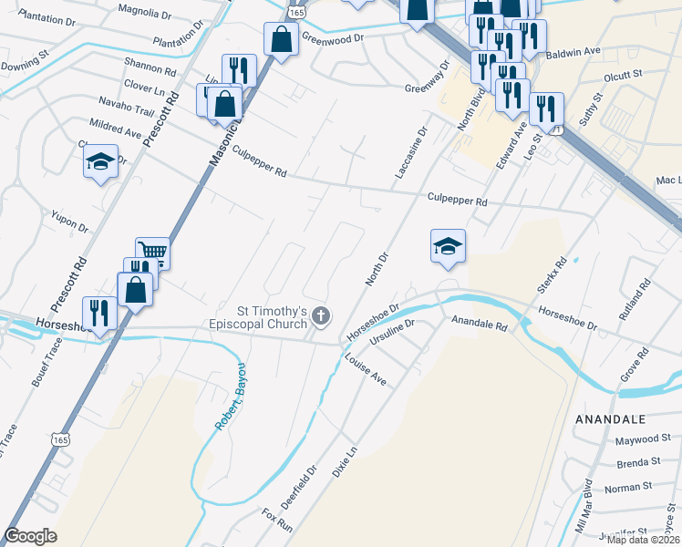 map of restaurants, bars, coffee shops, grocery stores, and more near 5718 Goodland Trce in Alexandria