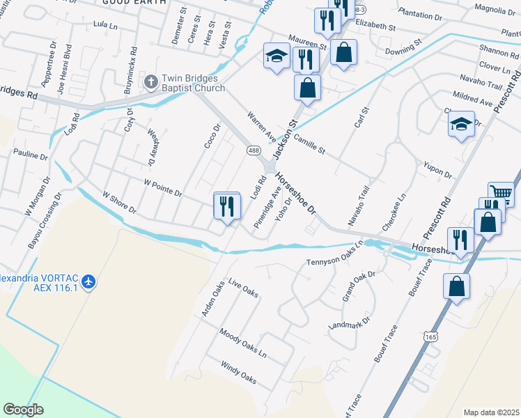 map of restaurants, bars, coffee shops, grocery stores, and more near 6126 Pineridge Avenue in Alexandria