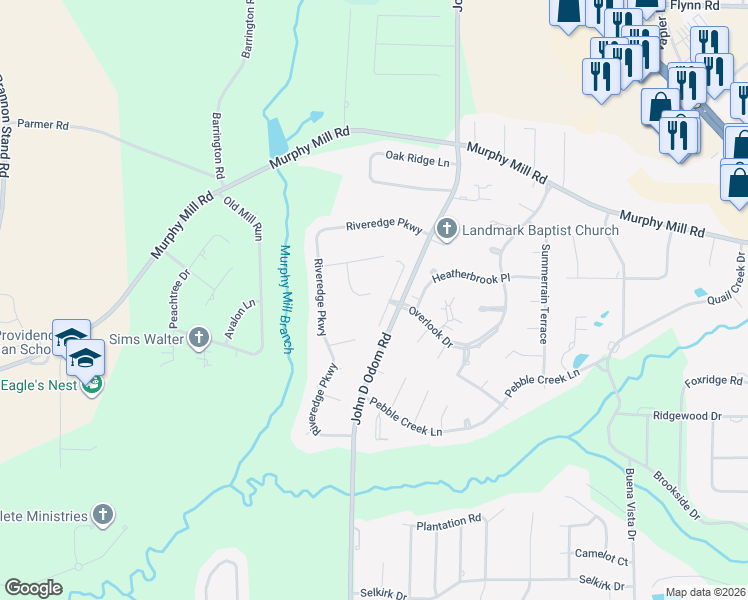 map of restaurants, bars, coffee shops, grocery stores, and more near 110 Sterling Ridge Court in Dothan