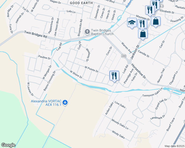 map of restaurants, bars, coffee shops, grocery stores, and more near 6205 W Taylor Dr in Alexandria