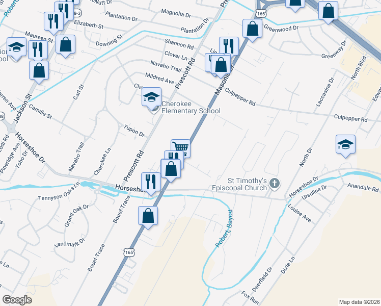 map of restaurants, bars, coffee shops, grocery stores, and more near 5731 Masonic Drive in Alexandria